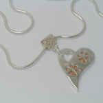 Wavy Heart Pawprint Necklace – Rose Gold & Sterling Silver Personalised Jewellery - Little Fingers 'n' Toes