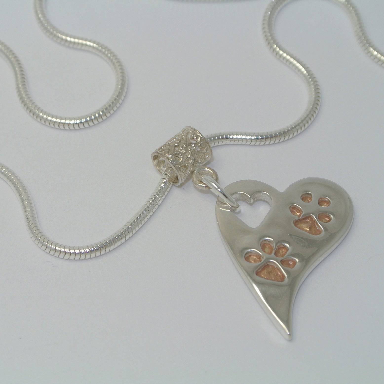 Wavy Heart Pawprint Necklace – Rose Gold & Sterling Silver Personalised Jewellery - Little Fingers 'n' Toes