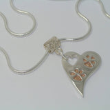 Wavy Heart Pawprint Necklace – Rose Gold & Sterling Silver Personalised Jewellery - Little Fingers 'n' Toes
