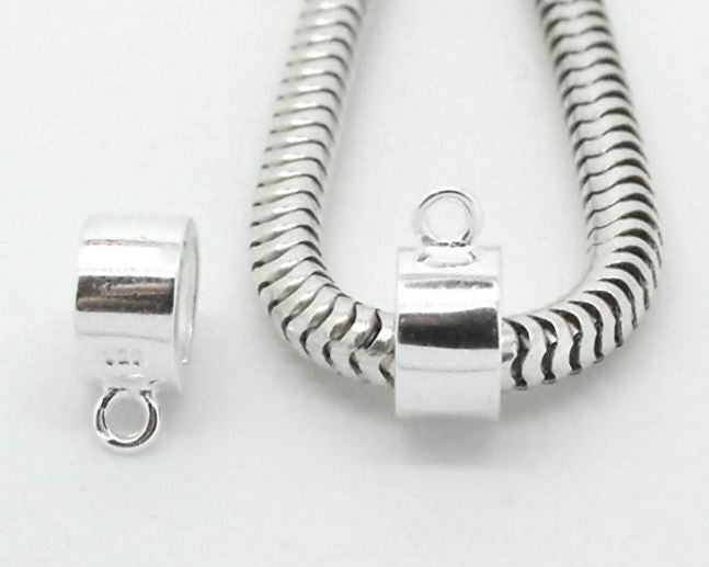 Chunky Sterling Silver Tube Bail For Fingerprint Jewellery - Little Fingers 'n' Toes