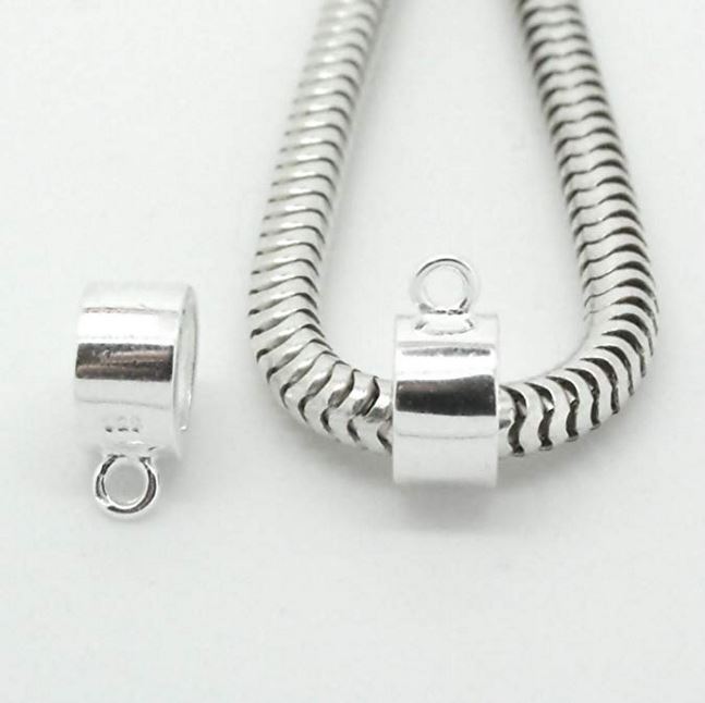 Chunky Sterling Silver Tube Bail For Fingerprint Jewellery