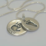 Handprint/Footprint Double Pendants Necklace - Little Fingers 'n' Toes