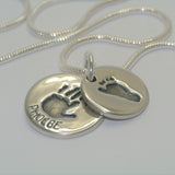 Handprint/Footprint Double Pendants Necklace - Little Fingers 'n' Toes