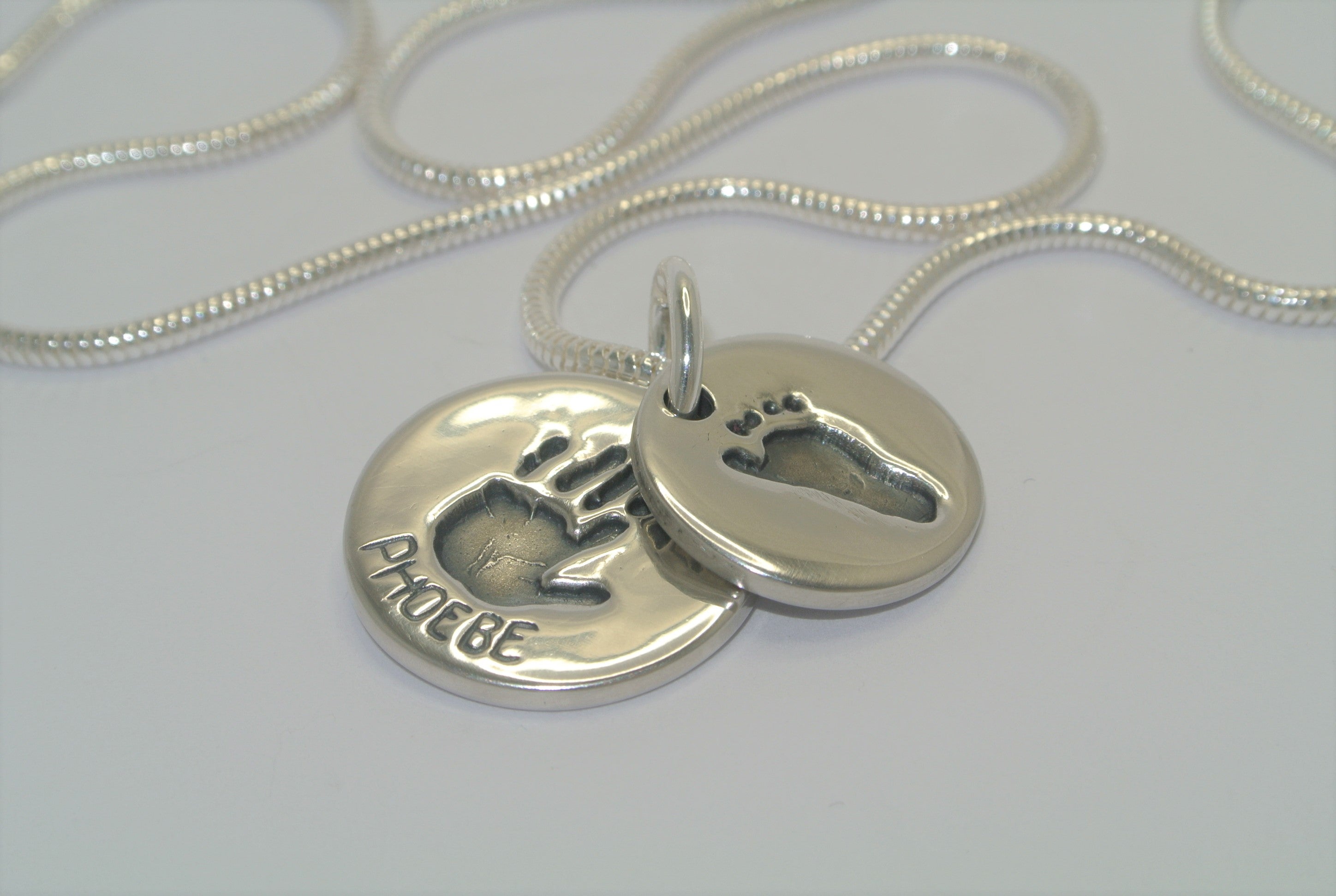 Handprint/Footprint Double Pendants Necklace - Little Fingers 'n' Toes