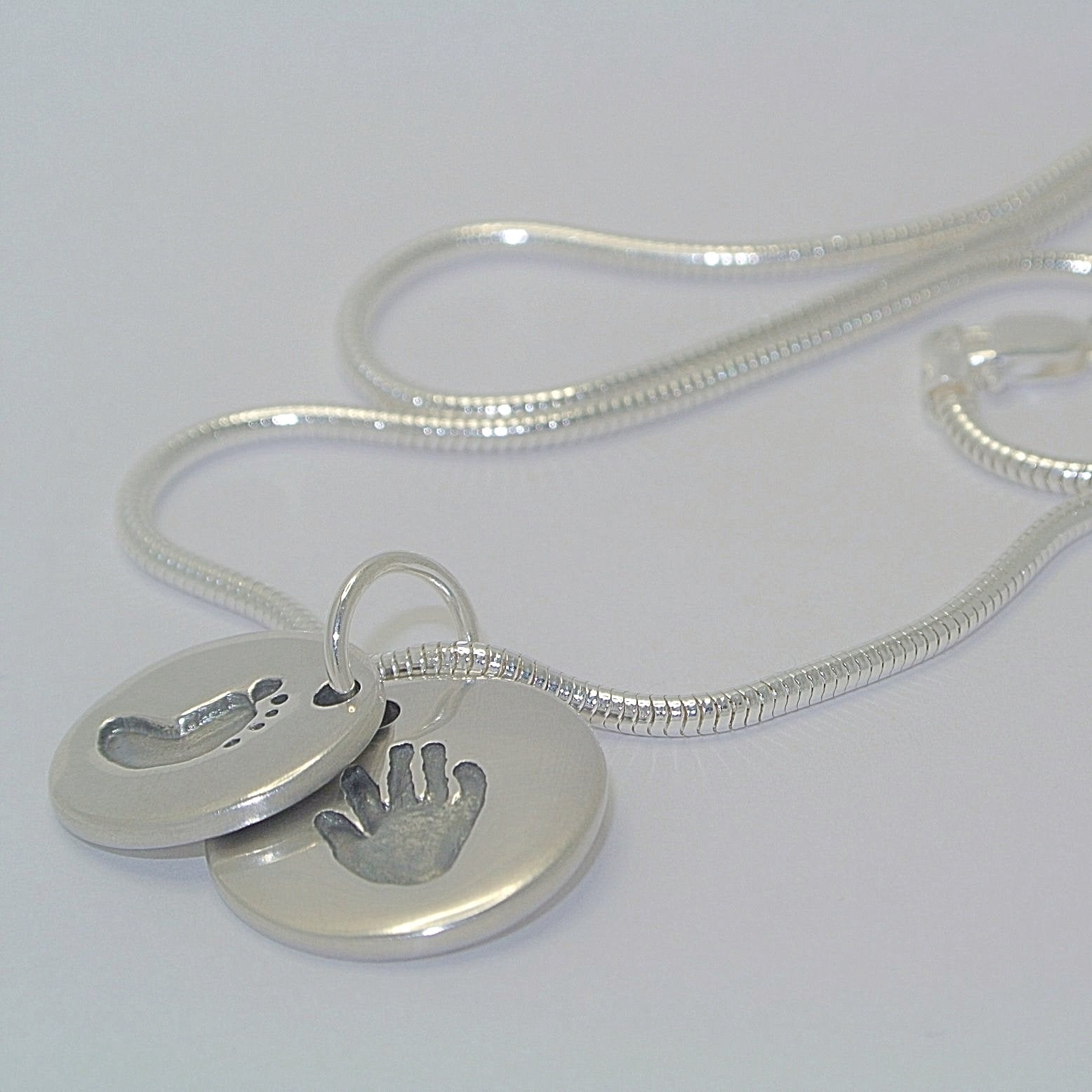 Handprint/Footprint Double Pendants Necklace - Little Fingers 'n' Toes