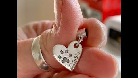 pawprint jewellery, pawprint personalised jewellery, pawprint silver heart, pawprint heart charm, pawprint necklace, personalised necklace, personalised heart charm, pawprint jewellery gift