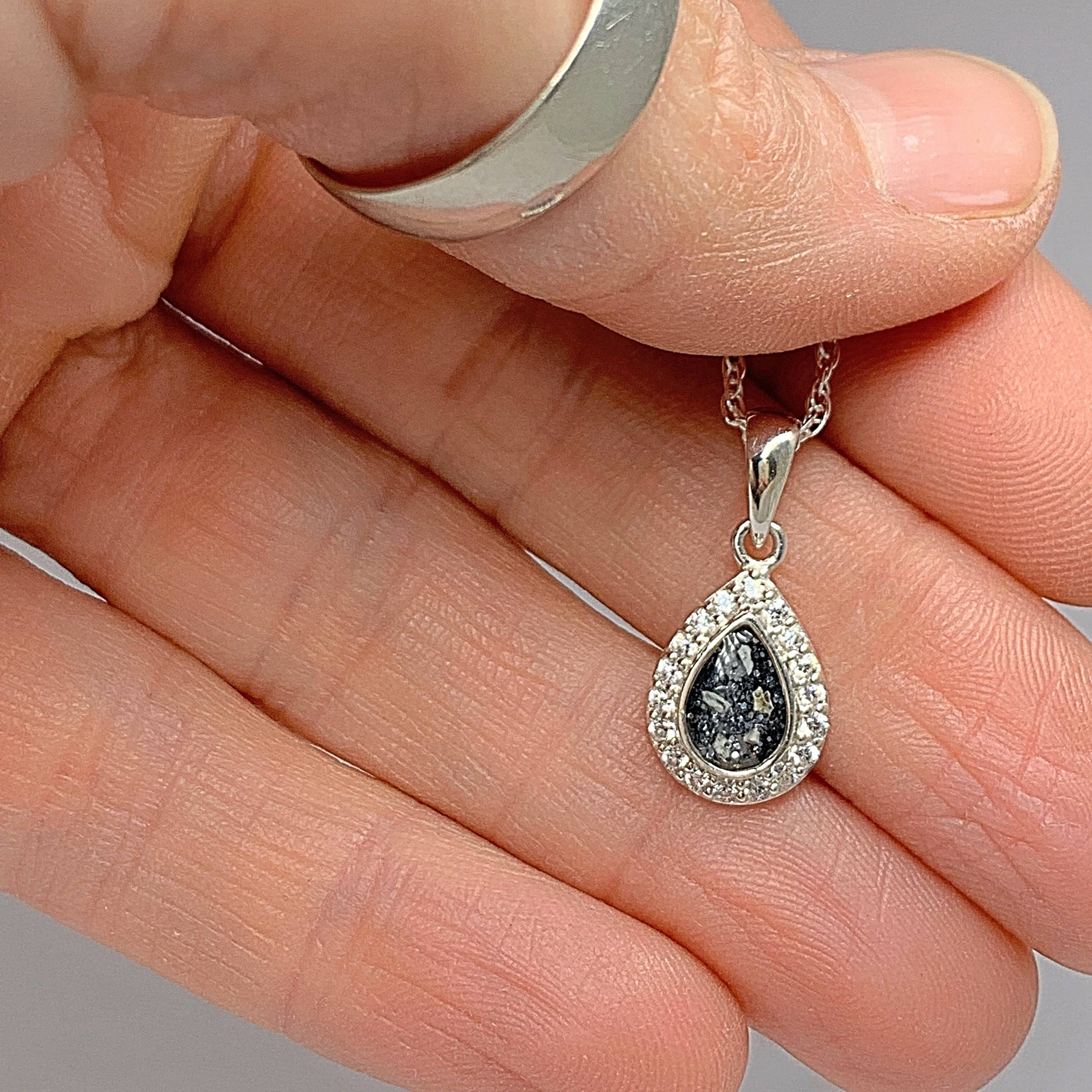 Memorial Ashes Teardrop with Diamantés Necklace - Little Fingers 'n' Toes
