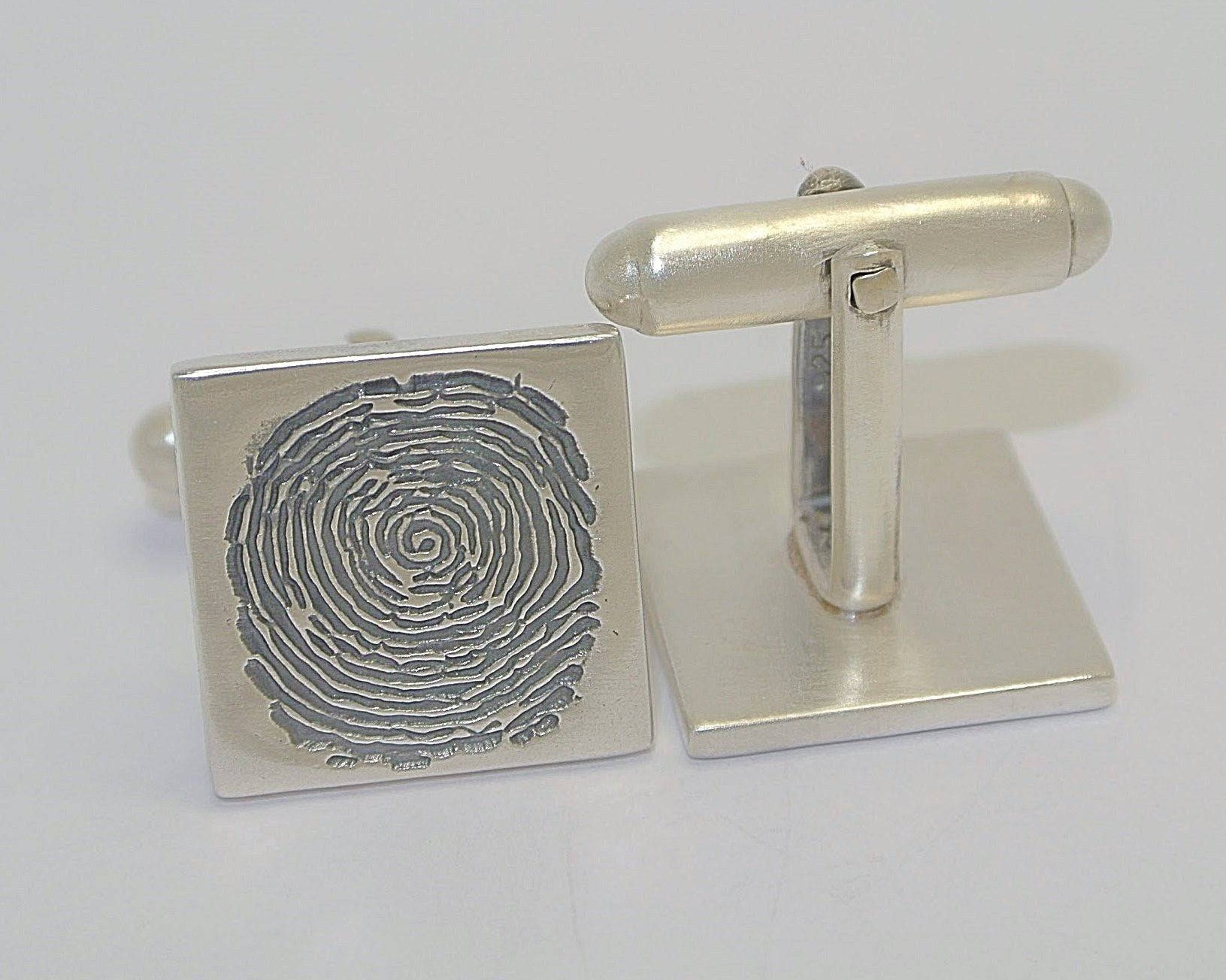 Cufflinks Sterling Silver Magnified Fingerprint Jewellery - Little Fingers 'n' Toes