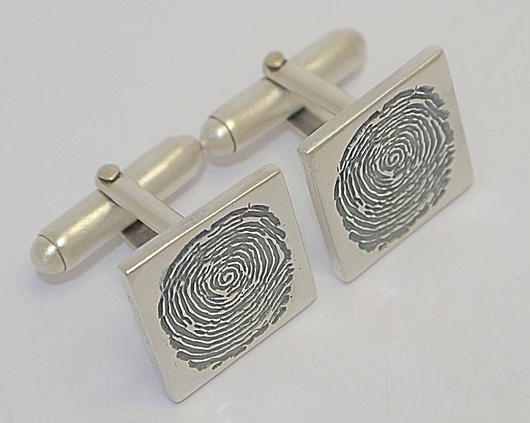 Cufflinks Sterling Silver Magnified Fingerprint Jewellery - Little Fingers 'n' Toes