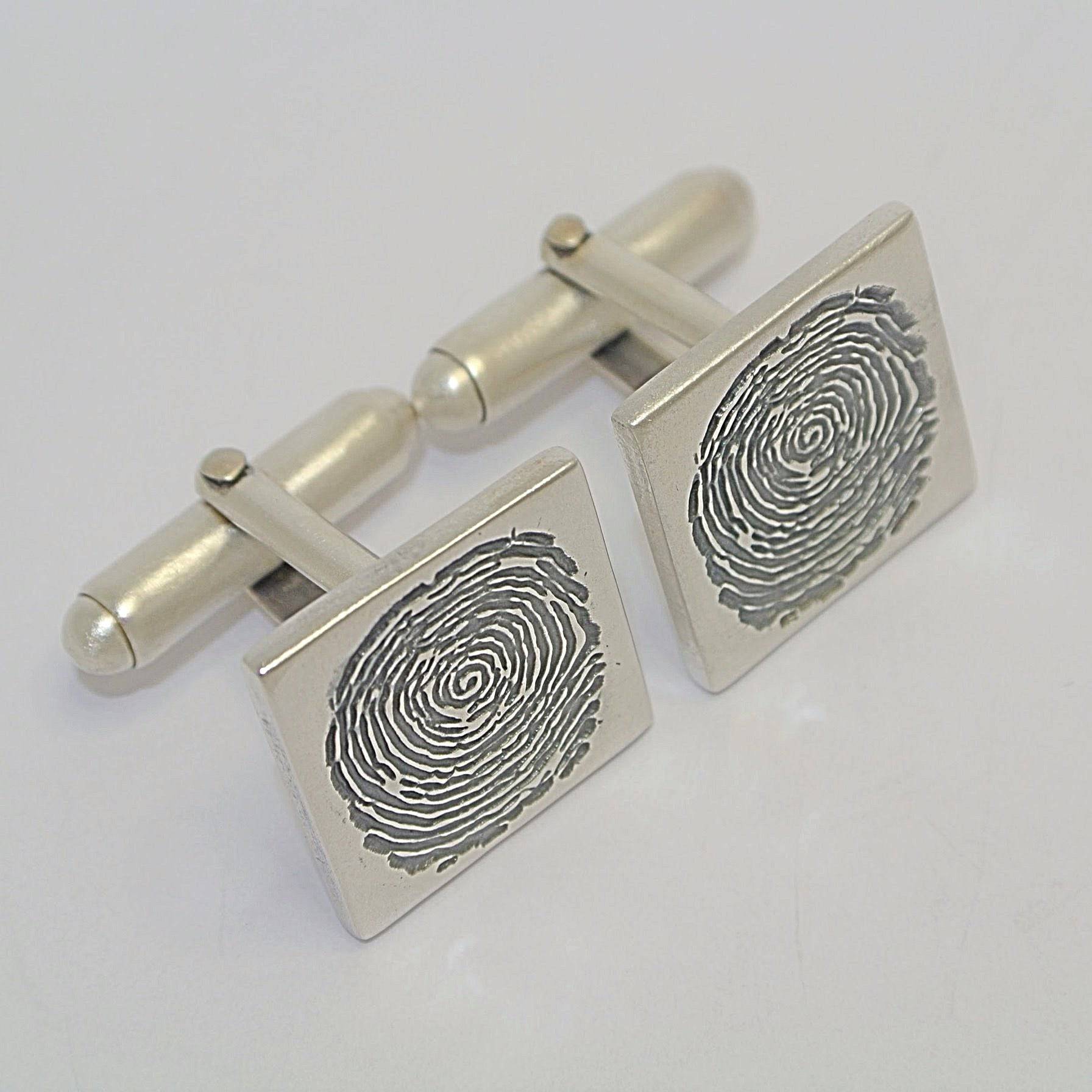 Cufflinks Sterling Silver Magnified Fingerprint Jewellery - Little Fingers 'n' Toes