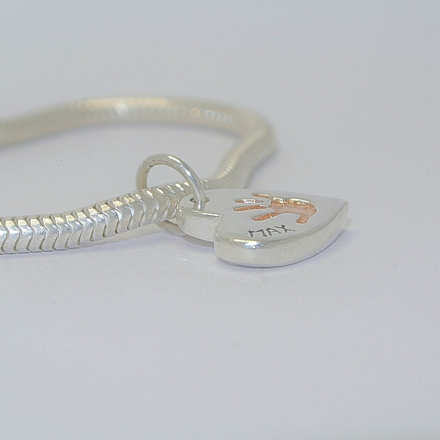 Handprint Bracelet Charm Heart with Rose Gold - Little Fingers 'n' Toes