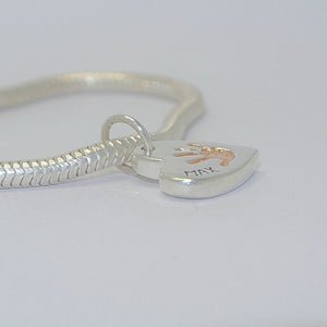 Handprint Bracelet Charm Heart with Rose Gold - Little Fingers 'n' Toes