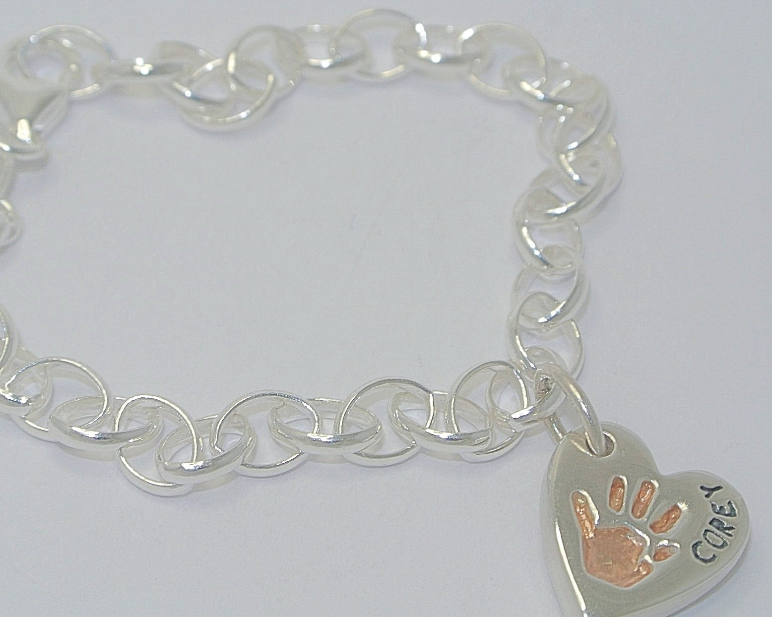 Handprint Bracelet Charm Heart with Rose Gold - Little Fingers 'n' Toes