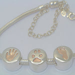 Handprint bracelet Circle Bead with Rose Gold - Little Fingers 'n' Toes