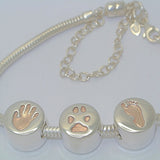 Handprint bracelet Circle Bead with Rose Gold - Little Fingers 'n' Toes