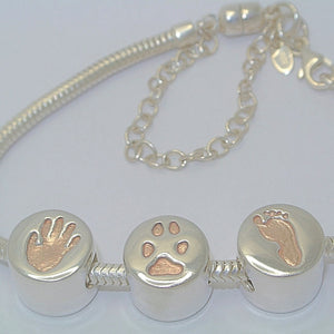 Handprint bracelet Circle Bead with Rose Gold - Little Fingers 'n' Toes