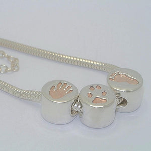 Handprint bracelet Circle Bead with Rose Gold - Little Fingers 'n' Toes