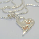 Wavy Heart Handprint Necklace – Rose Gold & Sterling Silver Personalised Jewellery - Little Fingers 'n' Toes