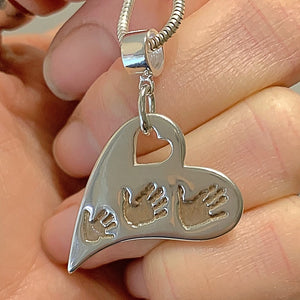 Wavy Heart Handprint Necklace – Rose Gold & Sterling Silver Personalised Jewellery - Little Fingers 'n' Toes