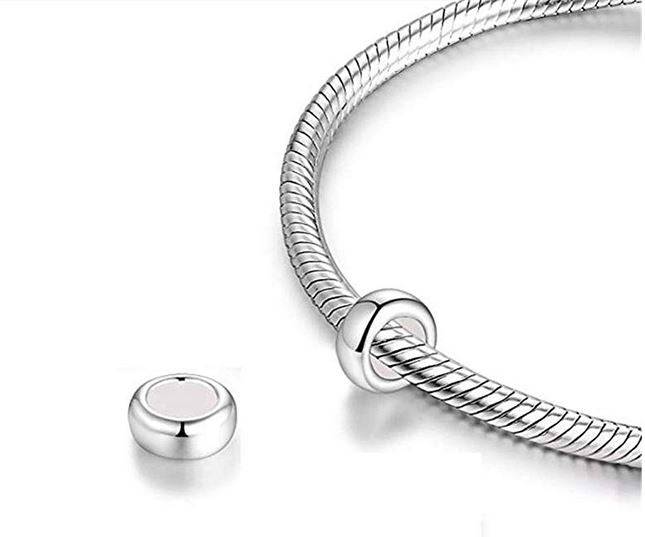 Pair of Silver Stopper Beads for Fingerprint Jewellery - Little Fingers 'n' Toes